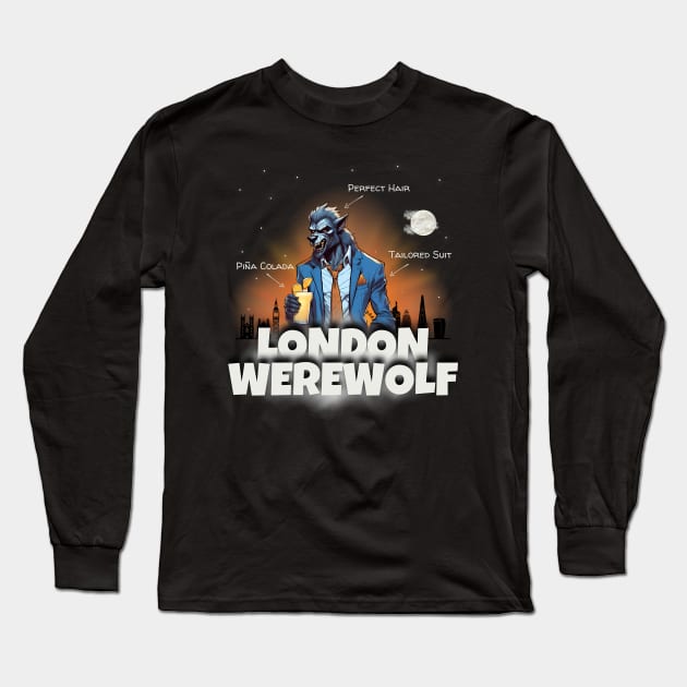 London Werewolf Long Sleeve T-Shirt by Kenny The Bartender's Tee Emporium